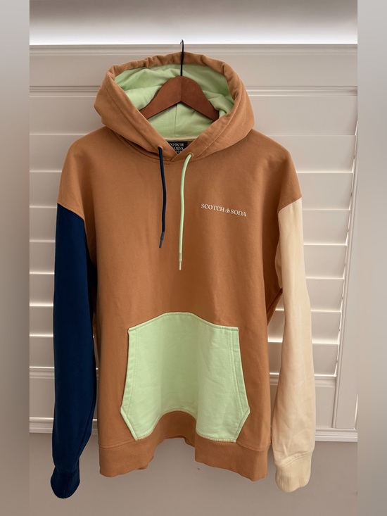 Scotch & Soda Other - Scotch & Soda Men's Colorblock Brown Hoodie with Mint Pocket